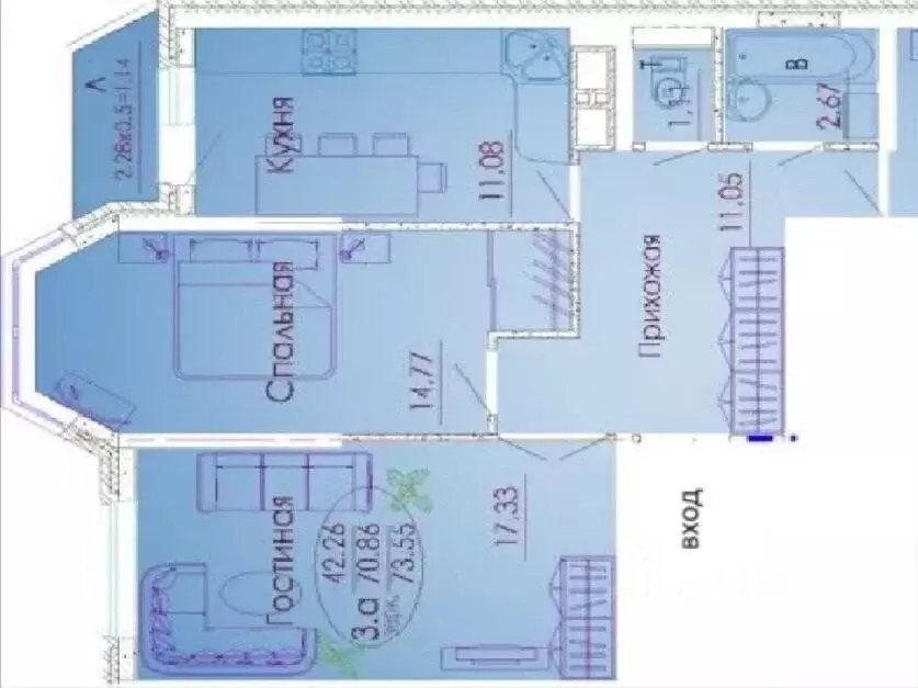 3-к кв. Краснодарский край, Краснодар Российская ул., 79/3к2 (73.0 м) - Фото 0