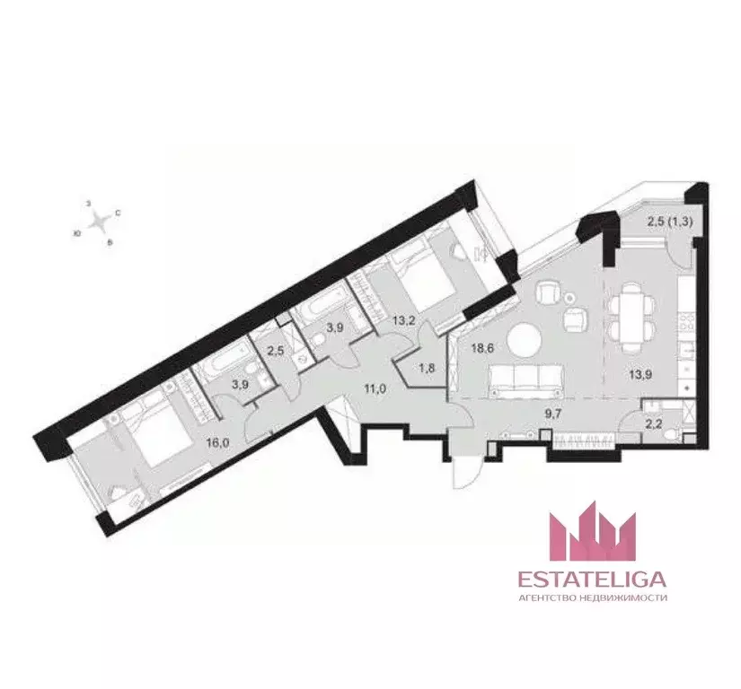 3-к кв. Москва ул. Академика Волгина, 2 (98.0 м) - Фото 2