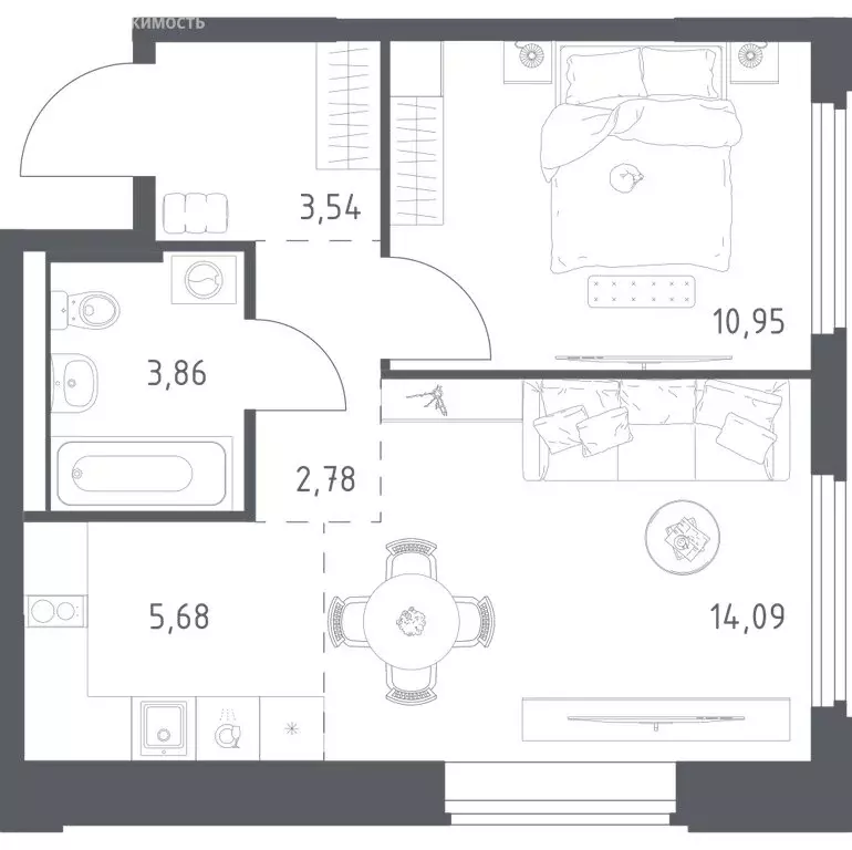 1-комнатная квартира: Королёв, микрорайон Юбилейный, ЖК Космический ... - Фото 0