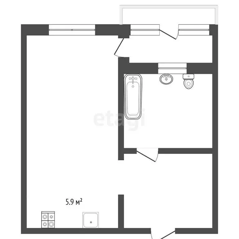 Квартира-студия: село Ембаево, Бульварная улица, 7 (26.3 м) - Фото 1