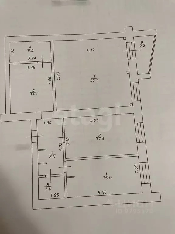3-к кв. Татарстан, Казань ул. Восстания, 84 (100.0 м) - Фото 2