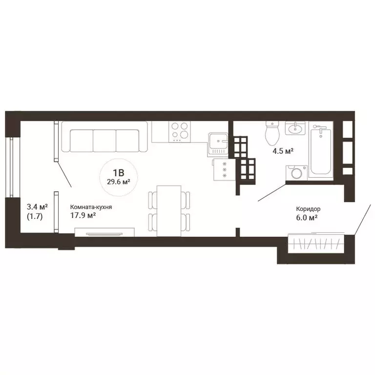 Квартира-студия: Екатеринбург, 2-я Новосибирская улица, 10 (29.8 м) - Фото 1
