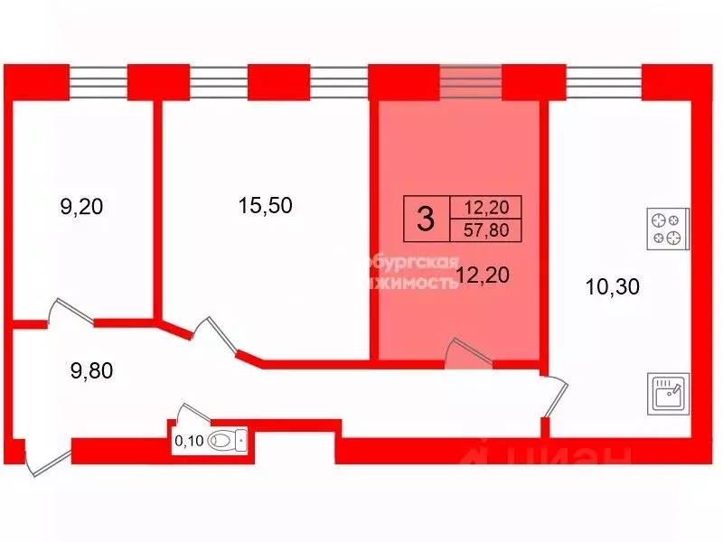 Комната Санкт-Петербург 16-я Васильевского острова линия, 49В (12.2 м) - Фото 1