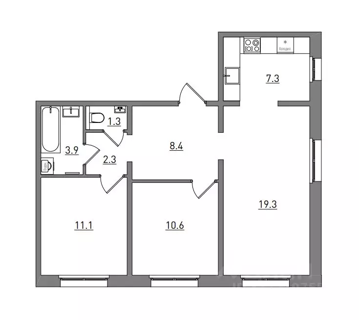 3-к кв. Кировская область, Киров ул. Чистопрудненская, 13А (64.2 м) - Фото 1