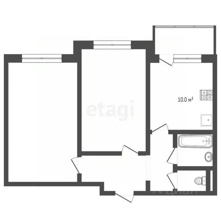 2-к кв. Тюменская область, Тюмень ул. Александра Протозанова, 12к1 ... - Фото 2
