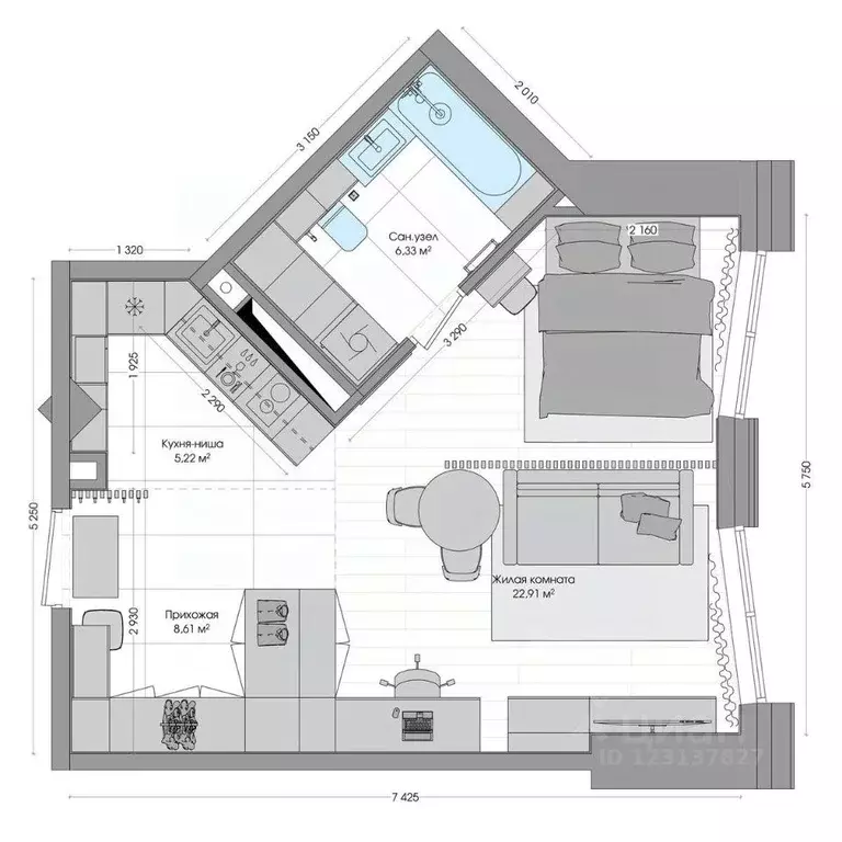 2-к кв. Приморский край, Владивосток ул. Нейбута (43.07 м) - Фото 1