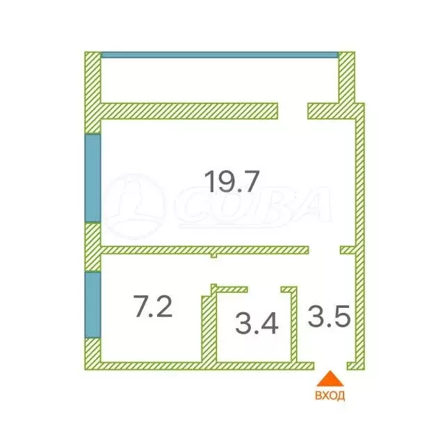 1-комнатная квартира: Тюмень, улица Домостроителей, 34 (35.8 м) - Фото 1