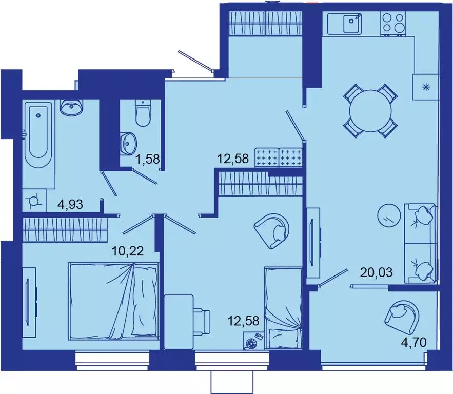 2-комнатная квартира: Брянск, Советская улица, 124 (66.8 м) - Фото 1