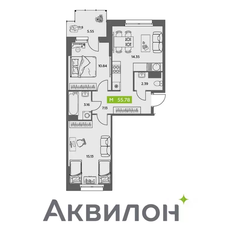 2-к кв. Архангельская область, Северодвинск Аквилон Север жилой ... - Фото 0