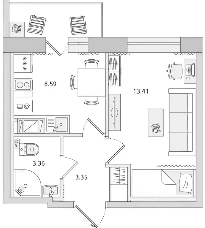 1-к кв. Санкт-Петербург Пулковское ш., 42к6 (28.3 м) - Фото 1