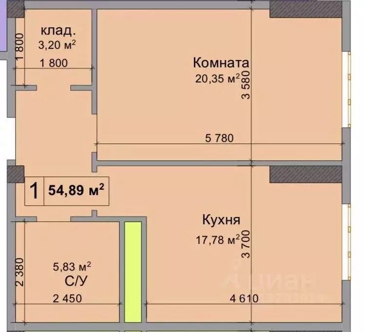 1-к кв. Кабардино-Балкария, Нальчик ул. Идарова, 176 (54.89 м) - Фото 1