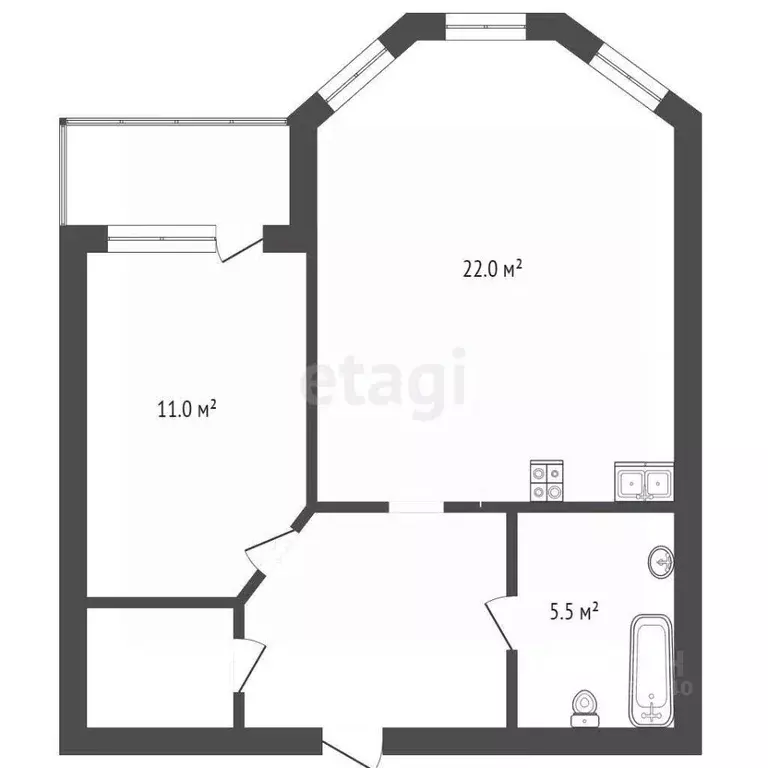 1-к кв. Тюменская область, Тюмень ул. Циолковского, 7к1 (46.0 м) - Фото 2