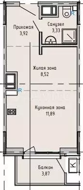 Квартира-студия, 28,9м, 3/16эт. - Фото 0