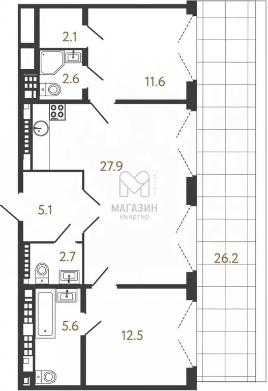 2-к кв. Санкт-Петербург Миргородская ул., 1 (70.0 м) - Фото 2