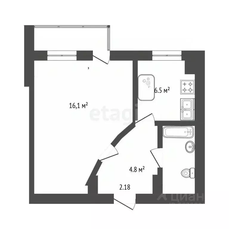 1-к кв. Крым, Саки ул. Санаторная (28.8 м) - Фото 2