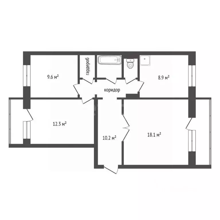 3-к кв. Красноярский край, Красноярск 9 Мая ул., 43 (67.0 м) - Фото 2