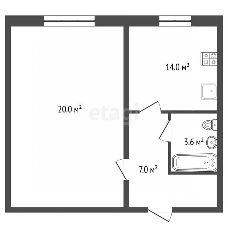 1-к кв. Ханты-Мансийский АО, Ханты-Мансийск ул. Конева, 2 (45.0 м) - Фото 1