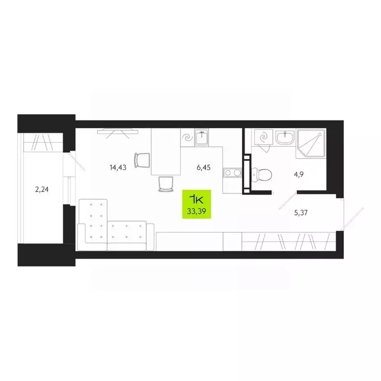 1-к кв. Томская область, Томск Уютный жилой квартал, ул. Маяковского, ... - Фото 1