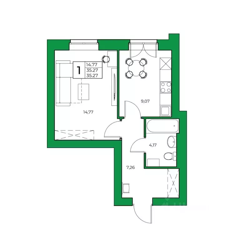 1-к кв. Башкортостан, Уфимский район, Зубовский сельсовет, с. Зубово ... - Фото 1