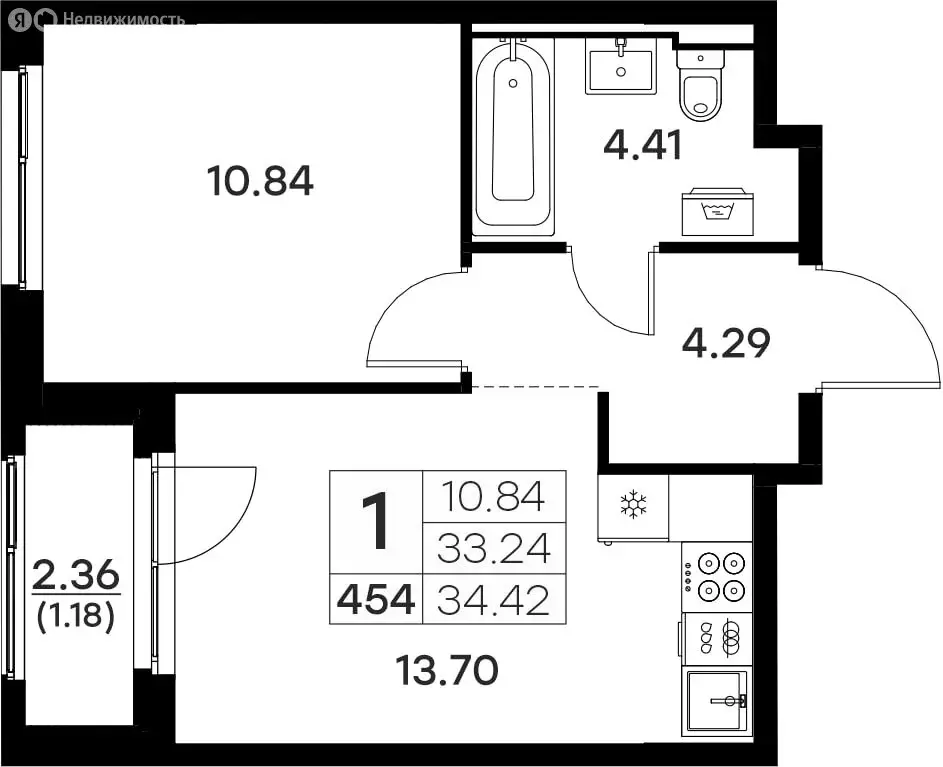 1-комнатная квартира: Владимир (34.42 м) - Фото 0