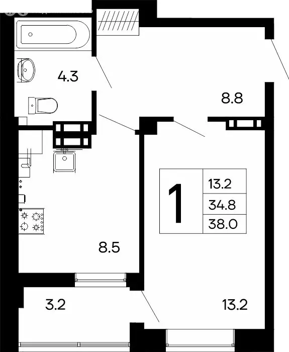 1-комнатная квартира: Феодосия, Симферопольское шоссе, 48к1 (38 м) - Фото 0