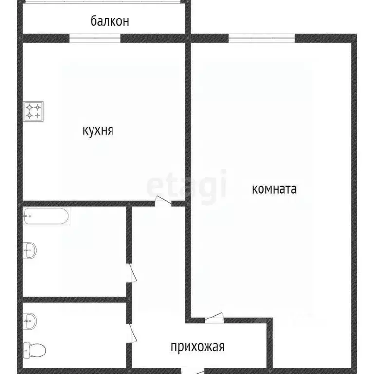1-к кв. Белгородская область, Белгородский район, Северный городское ... - Фото 0
