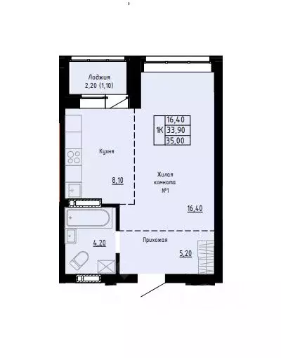 1-к кв. Алтайский край, Барнаул ул. Димитрова, 150 (35.0 м) - Фото 1