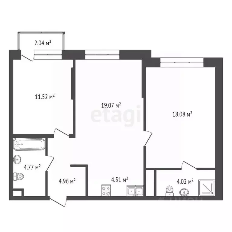 2-к кв. Тюменская область, Тюмень ул. Новоселов, 103к2 (64.1 м) - Фото 1