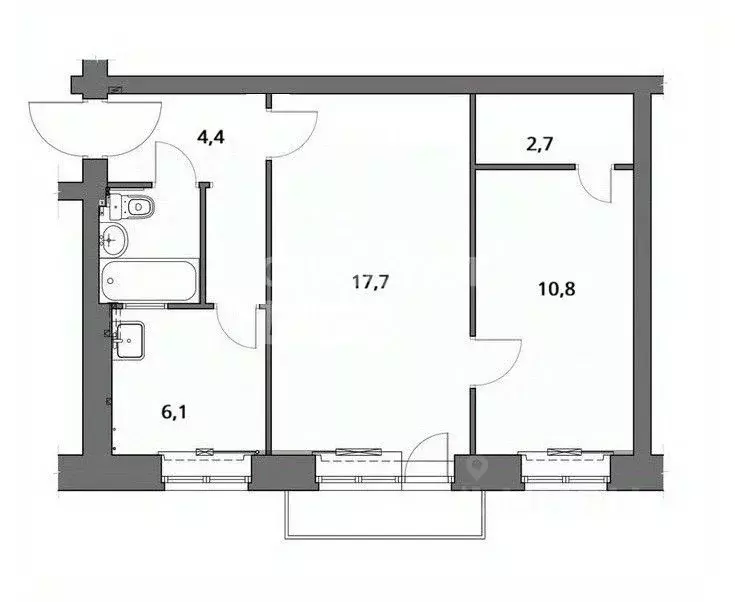 2-к кв. Волгоградская область, Волгоград ул. Кирова, 140А (44.7 м) - Фото 2