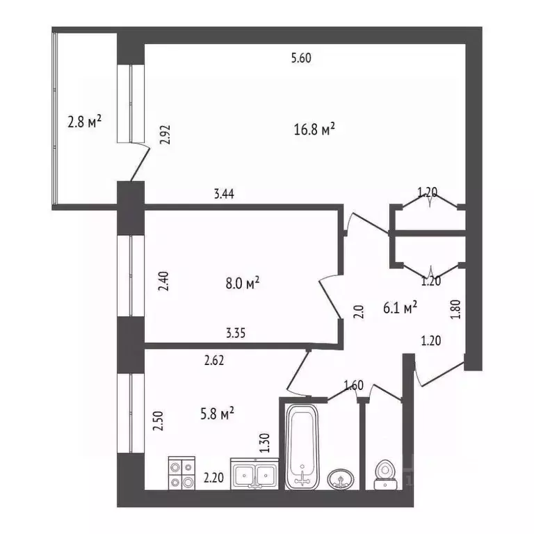 2-к кв. Калужская область, Кременки г. Жуковский муниципальный округ, ... - Фото 2