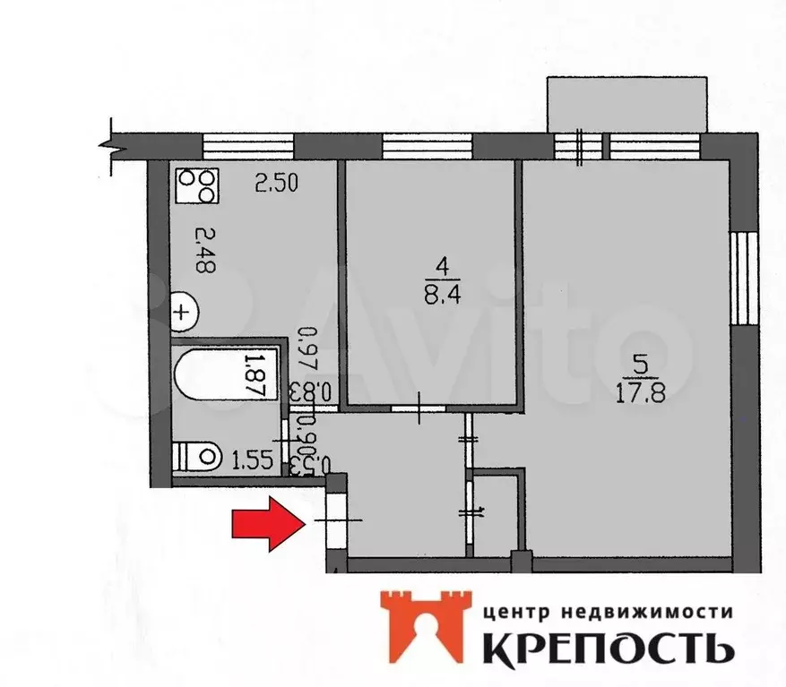 2-к. квартира, 41 м, 5/5 эт. - Фото 0