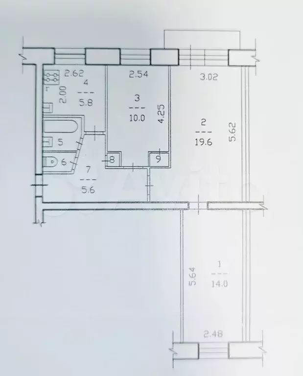 3-к. квартира, 58,9 м, 4/5 эт. - Фото 0