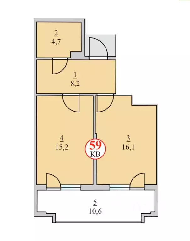 2-к кв. Крым, Ялта ул. Щорса, 10В (54.8 м) - Фото 2