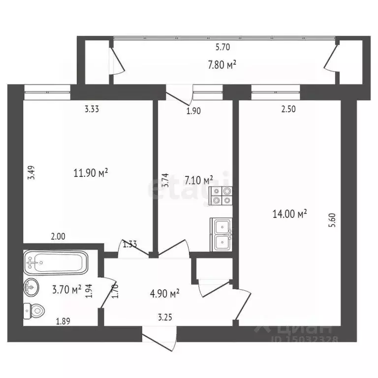 2-к кв. Владимирская область, Меленки Красноармейская ул., 204 (42.1 ... - Фото 0