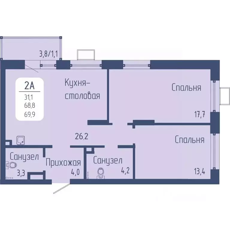 2-к кв. Красноярский край, Красноярск Свободный просп. (69.9 м) - Фото 0