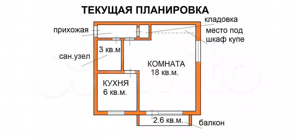 1-к. квартира, 32 м, 5/5 эт. - Фото 0