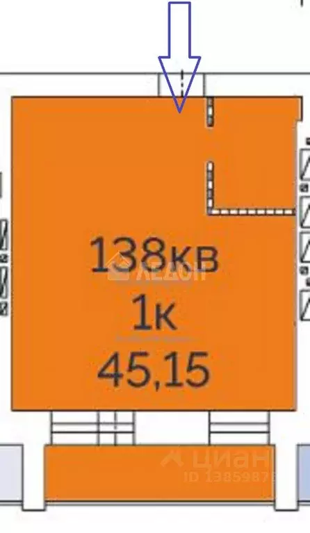 1-к кв. Омская область, Омск ул. Гусарова, 48 (45.15 м) - Фото 2