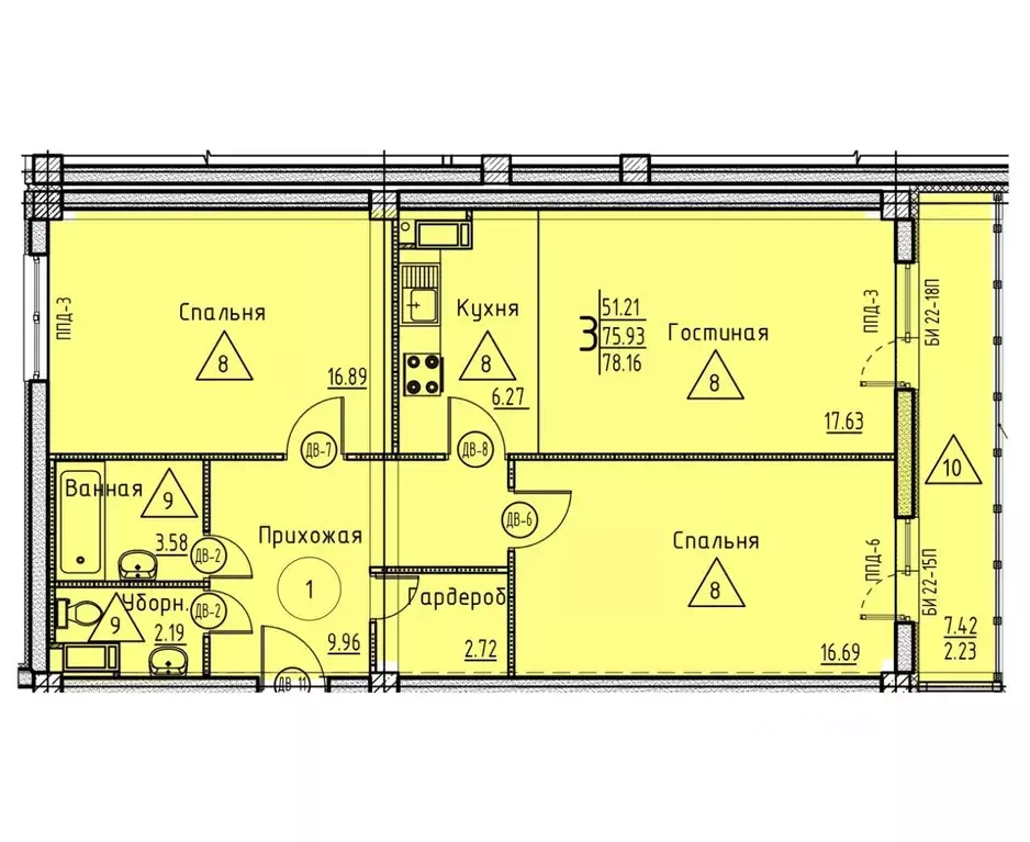 3-к кв. Пензенская область, Пенза ул. Генерала Глазунова, 11 (78.16 м) - Фото 1