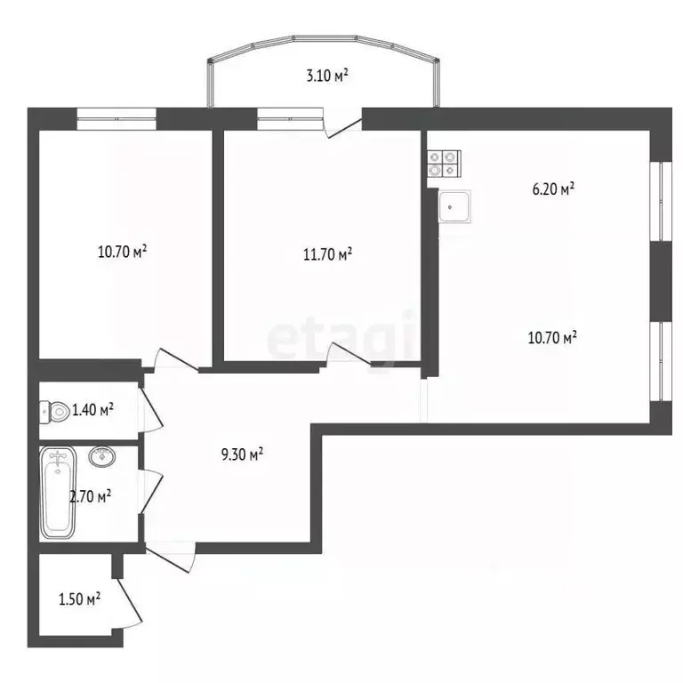 2-к кв. Тюменская область, Тюмень ул. Героев Космоса, 13к1 (52.3 м) - Фото 0