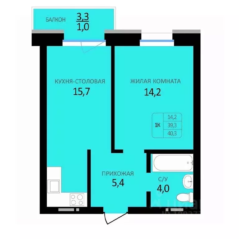1-к кв. Алтайский край, Барнаул ул. Юрина, 118Д (40.3 м) - Фото 1