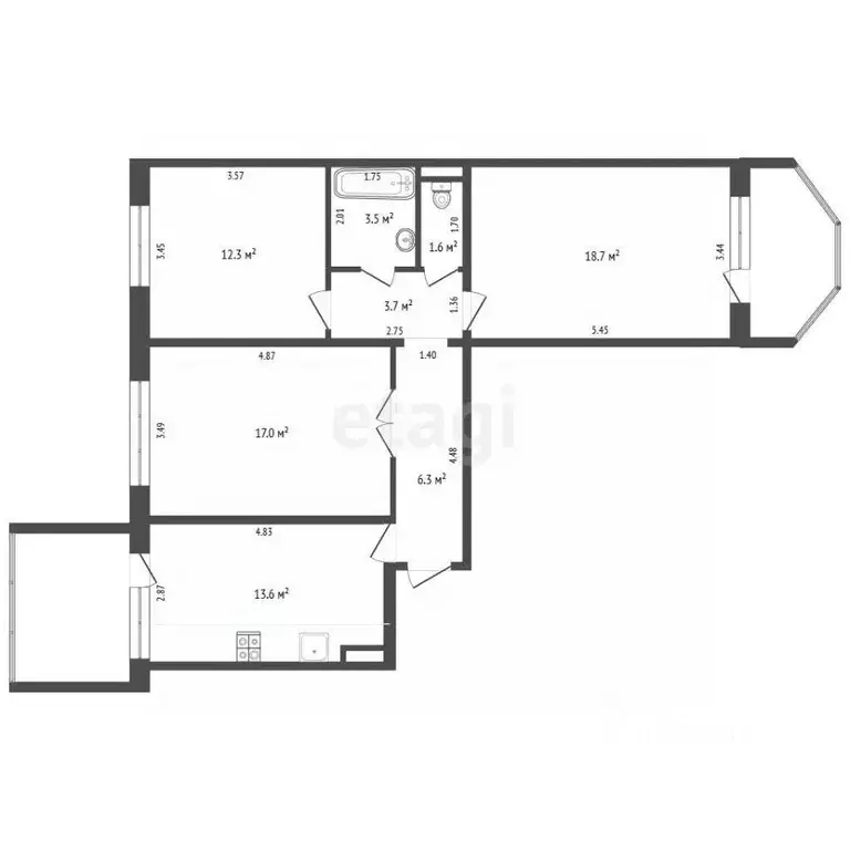 3-к кв. Ростовская область, Аксай ул. Коминтерна, 143 (76.7 м) - Фото 2