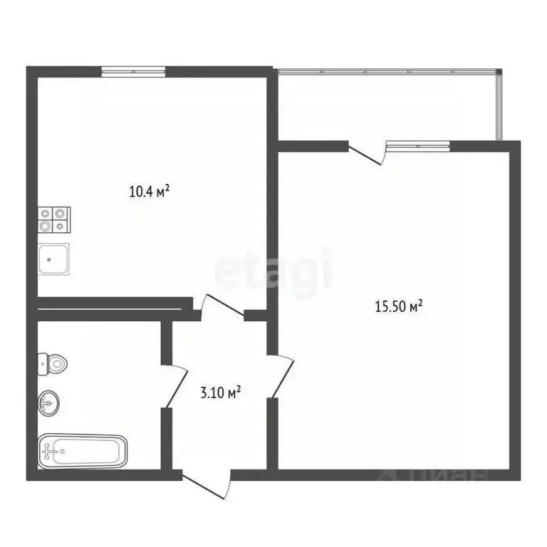 1-комнатная квартира: Воронеж, улица Адмирала Чурсина, 12 (37.3 м) - Фото 1