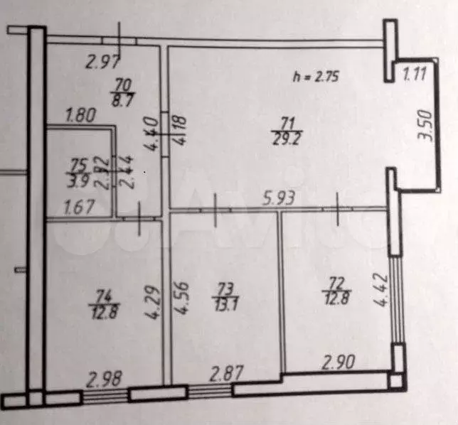 3-к. квартира, 84 м, 2/4 эт. - Фото 0