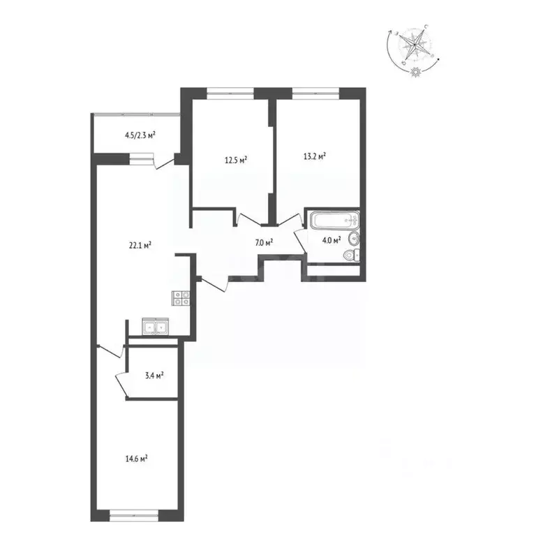 3-к кв. Пермский край, Пермь ул. Серебристая, 7 (77.0 м) - Фото 2