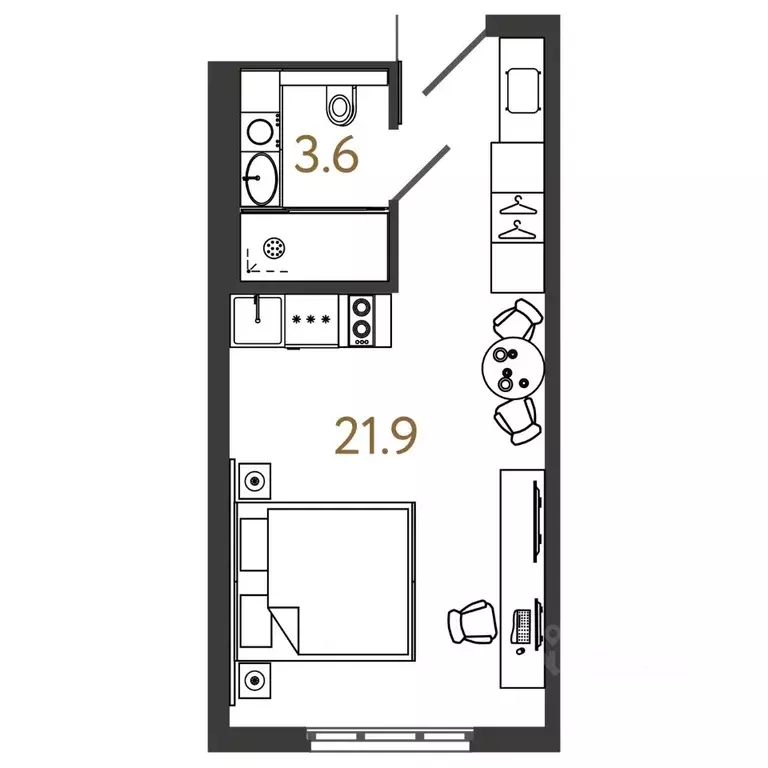 Студия Санкт-Петербург Ташкентская ул., 6к2 (25.5 м) - Фото 0