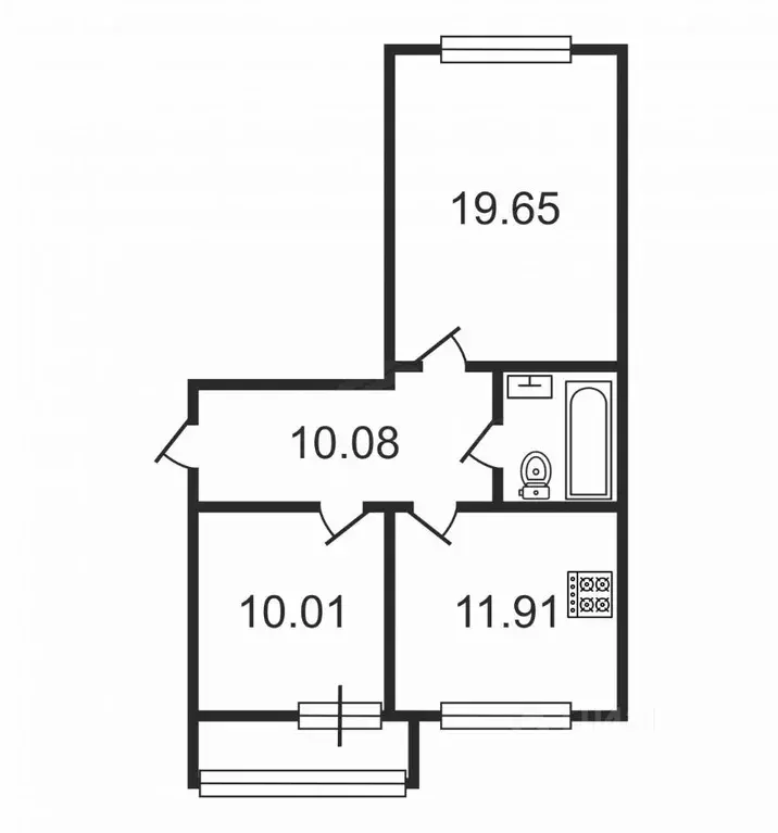 2-к кв. Калининградская область, Светлогорск Тихая ул., 6 (56.1 м) - Фото 1