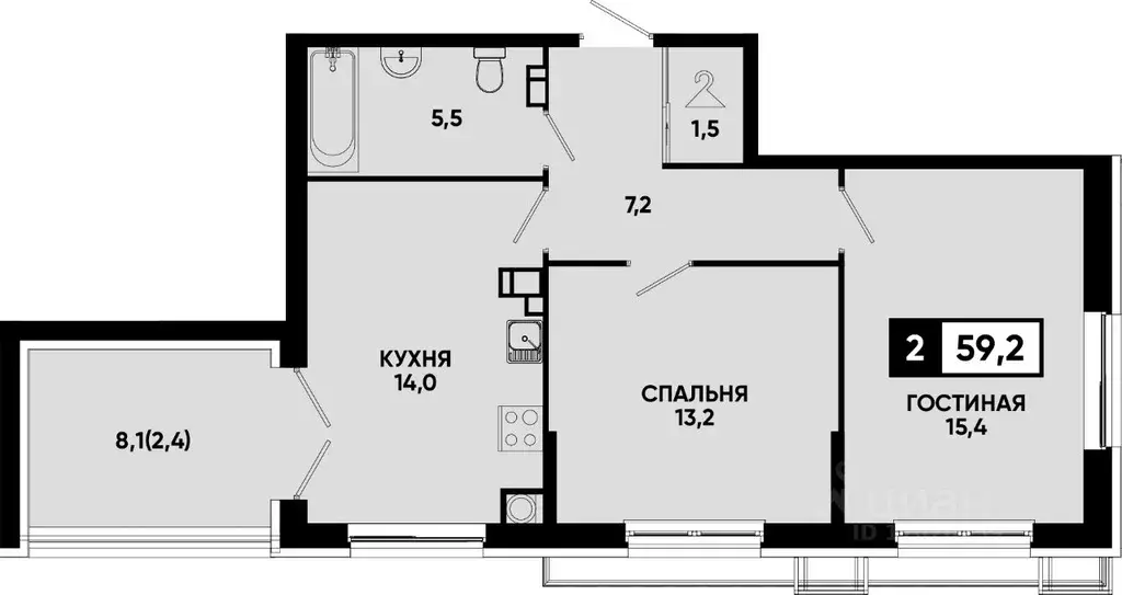 2-к кв. Ставропольский край, Кисловодск Моя Легенда жилой комплекс ... - Фото 1