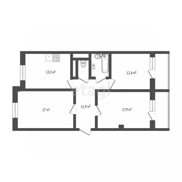3-к кв. Крым, Симферополь ул. Залесская (80.0 м) - Фото 2