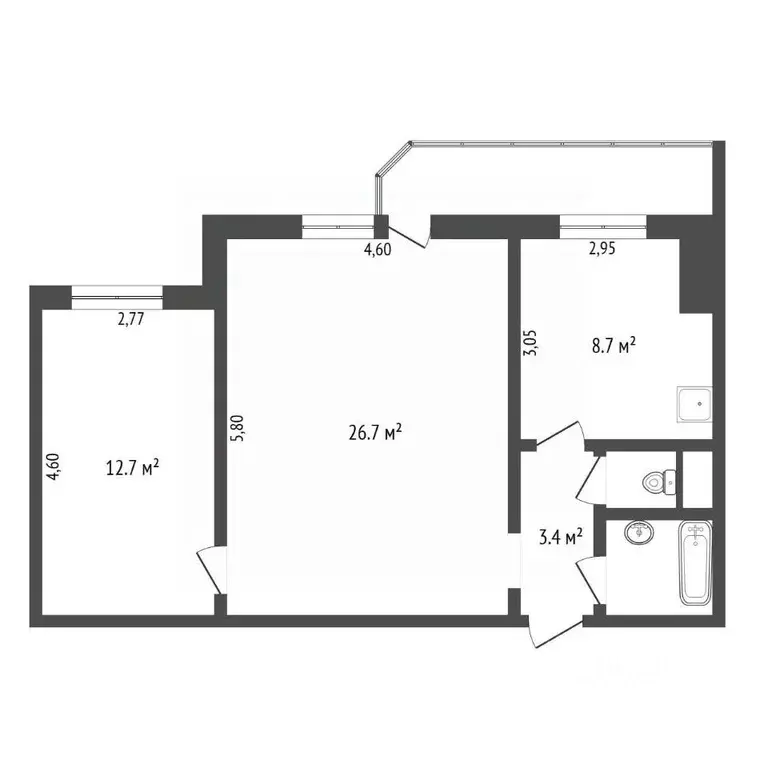 3-к кв. Амурская область, Благовещенск Комсомольская ул., 50 (55.3 м) - Фото 1