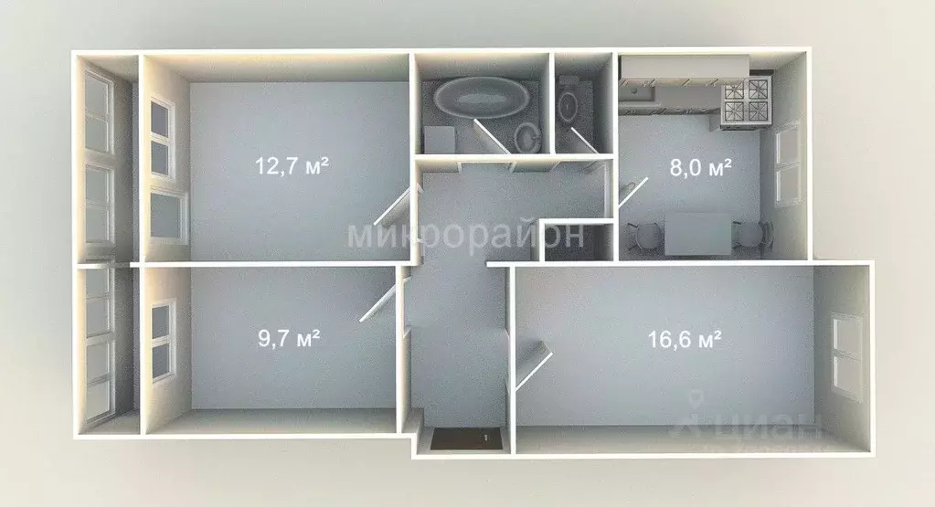 3-к кв. Крым, Джанкой ул. Советская, 59 (60.1 м) - Фото 2